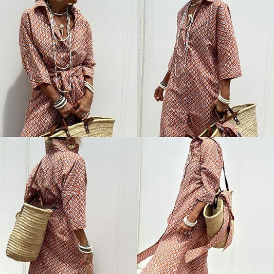 Classic Striped Lace-Up Shirt Dress